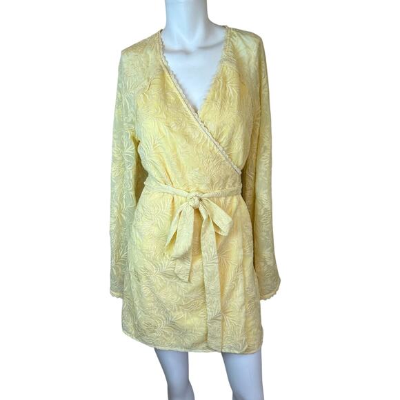 Revolve Women's Tularosa Robin Wrap Dress Bell Sleeves in Lemon Drop sz M NWOT - Picture 2 of 9